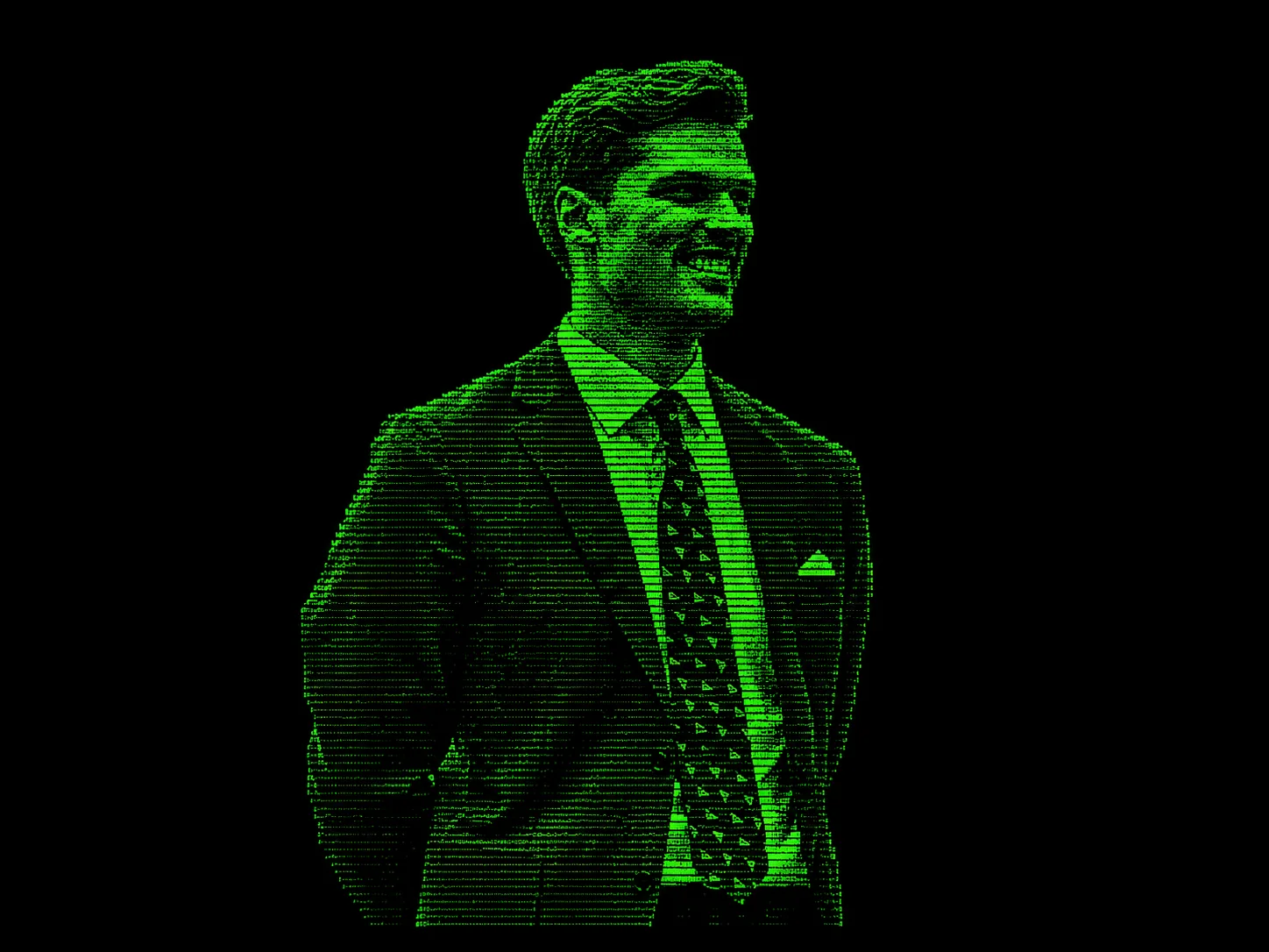 Green terminal-style portrait of Gilian Ponte